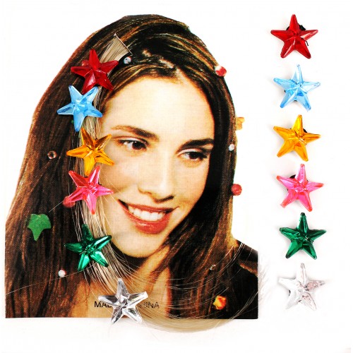 144 Pieces Velcro Hair Jewels , Solitaire style - Star - S-001C